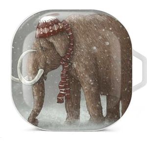 Winter olifant met hoed oordopjes hoesje compatibel met Samsung hard shell beschermhoes wit stijl