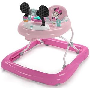 Bright Starts, Disney Baby, Minnie Mouse Forever Besties 2-in-1 activiteitenwandelaar met afneembaar speelgoedstation met verlichting, liedjes en geluiden, in hoogte verstelbaar, opvouwbaar, gemakkelijk schoon te maken, roze, leeftijd 6 maanden+