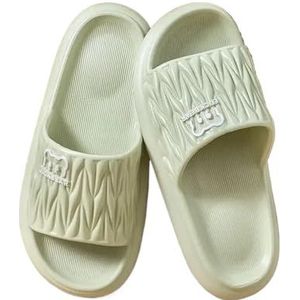 UBOHUZ Vrouwen Zomer EVA Slippers Mannen Badkamer Strand Huishoudelijke Slides Thuis Antislip Platte Sandalen Paar Indoor Voor Badkamer, Zwembad, Groen, 44/45 EU