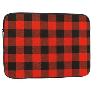 12 inch dikste en lichtste laptoptas, zwart rood geruite laptoptas voor 12 inch laptops en tablets