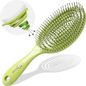 marQus Bio-haarborstel zonder trekken met unieke dubbele spiraalveer en extra borstelharen voor optimale drukverdeling en verzorging. Ontwarrende borstel voor elk haartype