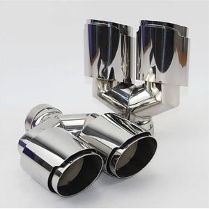 eindpijp RVS Uitlaatpijp Demper Helder Oppervlak Geen Label Y-type Dubbele Uitlaat Rechte Rand Staart Keel Auto uitlaat(60MM - 76MM)