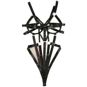 WEITING Sexy Bodysuit Hol Lichaam Geslacht Hete Vrouw String Een Stuk Lingerie Open Kruis En-Zwart, L