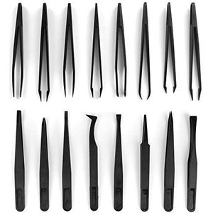16 stuks plastic pincet, antistatische pincet, precisie-pincet voor elektronicareparatie, solderen, knutselen en sieraden maken