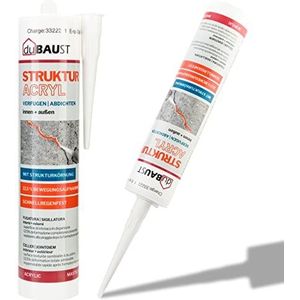 dubaust PAC24 pleisteracryl structuuracryl acrylkit 12,5% bewegingsopname korrelige structuur voor pleisterwerk, scheuren, afwerkingen binnen en buiten, 310 ml, wit