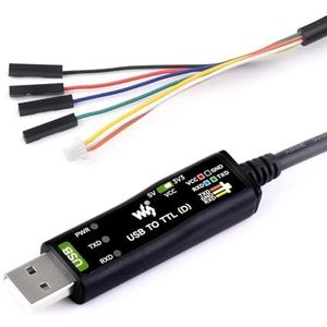 Waveshare Industrial USB TO TTL (D) Serial Cable, FT232RNL Chip, Multi Protection Circuits, for Win7/8/10/11/Mac/Linux, With 4pin Header+SH1.0 3PIN Connector, For Raspberry Pi 5 Serial Port Debugging