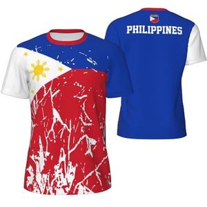Sport T-Shirt Vintage Filippijnen Vlag Graan (2) Tees 3D Gedrukt voor Fitness Running Voetbal, Meerkleurig, M