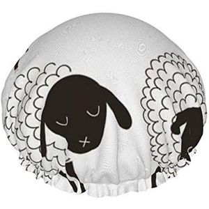 Douchemuts, Happy Easter decoratieve grafische schapen dubbele waterdichte badmuts, elastische herbruikbare douchemuts, badmutsen nachtmutsje