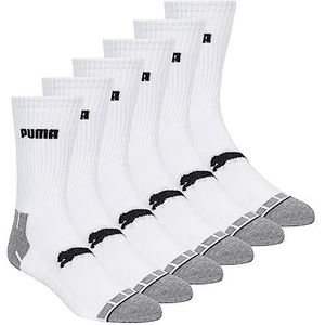 PUMA Heren 6-Pack Crew Socksrunning sokken, Wit, 13-15