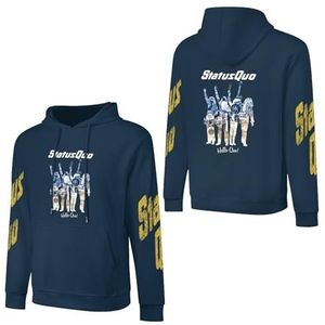 LSMCCOTP Sta-tus Logo Qu-o Katoenen Hoodie Pullover Heren Lange Mouw Sweatshirt Met Zak Voor Mannen Zachte Zwarte Hoody Basic Casual Fans Merch 3XL, Donkerblauwe stijl, M