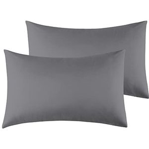 Set van 2 Kussenslopen - Donkergrijs - 50x80 cm - 100% Microvezel