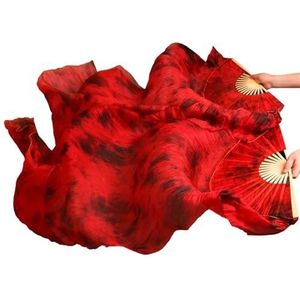 Danswaaier, Lange waaiers, Sluiers, Podiumvoorstelling Danswaaiers Zijden Sluiers Gekleurde Vrouwen Buikdanswaaier (2 stuks) Zwart + Rood(A-White,L-180x90cm)