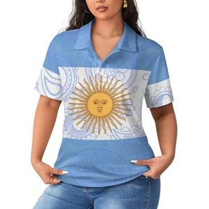 Argentinië Paisley-vlag dames poloshirts met korte mouwen casual T-shirts met kraag golfshirts sport blouses tops M