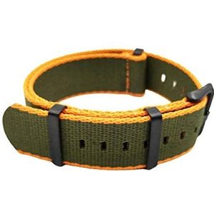 Horlogebandjes voor mannen en vrouwen, horlogeband 20 mm / 22 mm nylon banden Zachte horlogeband Waterdichte sporthorlogeband uit één stuk (Color : Orange Green (Black), Size : 20mm)