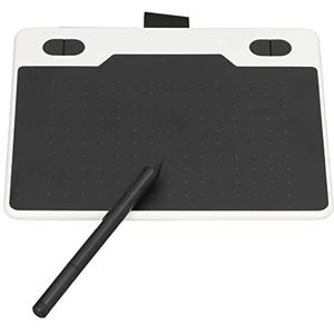XJCX Grafische Tekentafel, 8192 Niveaus Druk Batterij Stylus, Draagbare Digitale Pen Tablet met 4 Aanpasbare Toetsen, 5080LPI Touch Resolution, 6 x 4 Inch Groot Sensing Area (Wit)