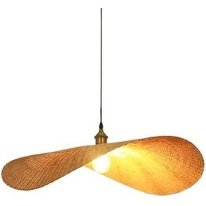 MOHUIED Strohoed kroonluchter gevlochten theesaal kroonluchter van rotan kunstlamp van bamboe kroonluchter decoratie lampenkap van rotan bamboe hout (40 cm)