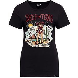 Queen Kerosin Deep In The Texas T-shirt zwart S 92% katoen, 8% elastaan Rock wear, Rockabilly