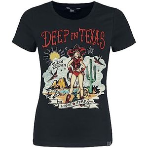 Queen Kerosin Deep In The Texas T-shirt zwart S 92% katoen, 8% elastaan Rock wear, Rockabilly