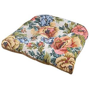 FANSU Stoelkussens met stropdassen, bloemenprint zitkussens met jacquard, dik tatami gewatteerd stoelkussen voor thuis, vloer, terras, tuin of kantoor (45 x 45 x 7 cm, landelijke stijl)