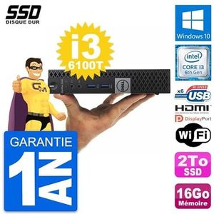 Dell Mini PC OptiPlex 3040 Micro i3-6100T RAM 16GB SSD 2TB HDMI Windows 10 WiFi (Refurbis)