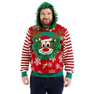 OFF THE RACK Kersttrui voor heren, uniseks, met ledverlichting, grappige Kerstman, Rudolf, lama, rendier, kerstboom, damestruien, 3XL
