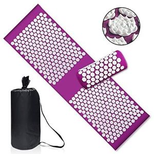 Rugmassager Met Warmte Upgrade Long Nonslip AcuPressuur Kussen Sensi Massage Mat Kuznetsov's Applicator Verlichten Terug Pijn Foot Massager Fitness Pilato Shiatsu Massagekussen (Size : Update3pc Purp