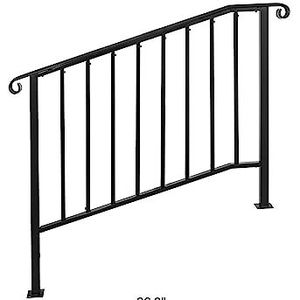 Leuning Picket #1/2/3/4/5 Past 1 Tot 5 Stappen Wit Zwart Smeedijzeren Trap Leuning Met Installatie Kit Rails Outdoor Elektrisch, tuin- en handgereedschap(Black 3-Step)