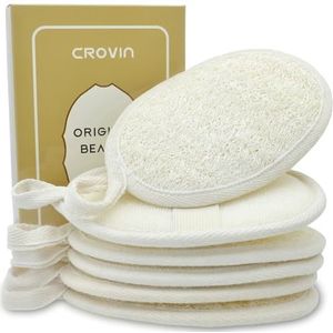 Crovin Loofah Pads - Exfoliërende Loofah Body Scrubber 100% natuurlijke badspons voor mannen en vrouwen SPA - 6 Count Gifts Luffa Pakket, Perfect voor Bad Douche