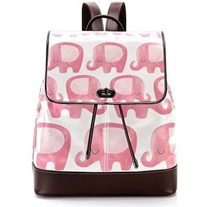 Olifant roze dier gepersonaliseerde casual dagrugzak tas voor tiener, Meerkleurig, 27x12.3x32cm, Rugzak Rugzakken