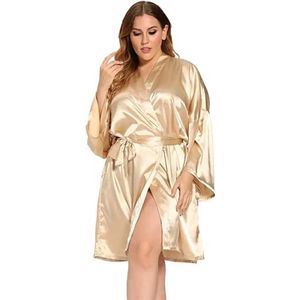 JMORCO Satijnen Gewaad Losse Vrouwen Sexy Nachtkleding Oversized Nachtjapon Satijn Zijdeachtige Kimono Badjas Jurk Casual Intieme Lingerie Bruids Bruiloft Gift, Champagne, XXL