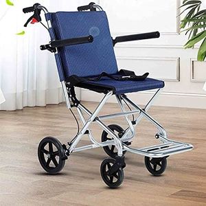 Lichtgewicht aluminium rolstoel, transport stoel met vergrendeling handremmen verwijderbare Flip Up armen voor ouderen vliegtuigen reizen(A)