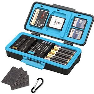 Camera Batterij en Geheugenkaart Case, Camera Batterij Case Professionele Waterbestendig & Shockproof Batterij Opbergdoos voor 3 Camera Batterijen of 4 AA Batterijen 6 SD en 3 XQD of 3 CF Kaarten -