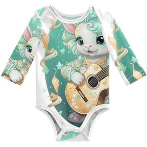 KAAVIYO Schattige eenhoorn, blauw, baby, lange mouwen, uniseks, katoen, voor kinderen, 3-24 maanden, zomer, Patroon, 12 Maanden