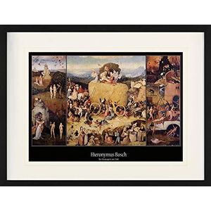 1art1 Jheronimus Bosch Poster The Haywain Triptych, 1516 Ingelijste Foto Met Passepartout | Muur Foto's | In Een Fotolijstje 80x60 cm
