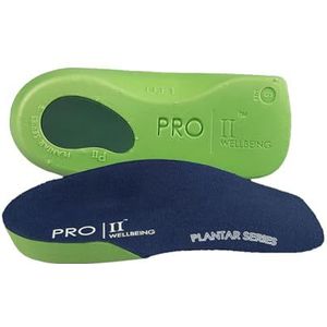 PRO 11 WELLBEING 1 paar slim fit 3/4 orthopedische inlegzolen met hielkussen voor plantaire fasciitis (3/4,5 UK, groen