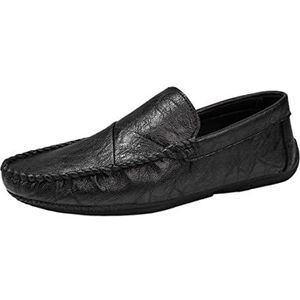 Heren Loafers Schoenen Mocassins Schoenen Effen Kleuren Eenvoudig Veganistisch Leer Antislip Slipbestendig Platte Hak Mode Slip-on(Black,38 EU)