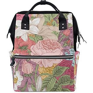 Kleurrijke bloem roze luiertas rugzak moeder tas casual lichtgewicht grote capaciteit voor reizen mama vrouwen meisjes