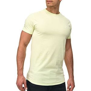 INDICODE Heren Kloge Shirt | T-shirt met ronde hals Lime Cream S