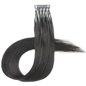 5 Pins 6D Human Hair Extensions 16"" 20"" 24"" 6D Onzichtbare Micro Beads Haar Natuurlijk Menselijk Haar Gemakkelijk Te Gebruiken(50 Strands,1B_24 INCHES 60CM)