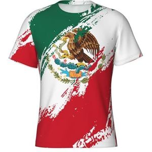 Mexico Vlag Kleur 3D Gedrukt Patriottische Strakke T-shirt Tees Sport Voetbal Shirts, Meerkleurig, M
