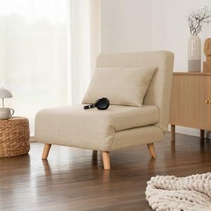 Home Deluxe - Slaapstoel Snooze - Kleur: , geweven stof, 3-in-1 design: te gebruiken als stoel, lounge of bed, klapstoel, klapbed, fauteuilbed (beige)