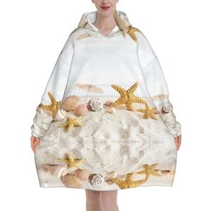 Oversized Parels Zeester Zeeschelp Thema Hoodies Vrouwen Uk Pluizige Deken Hoodie Sherpa Vrouwen Fleece Draagbare Deken Mannen