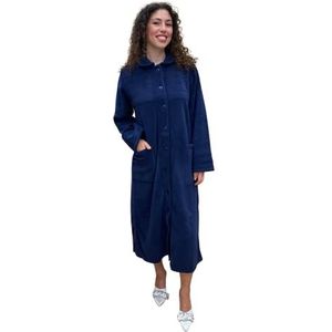 Damesochtendjas van viscose-fleece, volledig geknoopt Art. Rosanna, Blauw, L