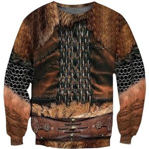 Middeleeuwse Viking Armor Totem Sweatshirt, Noorse Mythologie 3D Tattoo Print Heren Buitensport Straat Amulet Hoodie, Keltische Pagan Cosplay Kostuums (Color : Viking 2, Size : M)