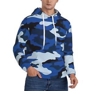 OAZCVBNN De blauwe Met capuchon van de Camo Print Unisex Fashion Hooded Pullover Casual Wear voor Openluchtactiviteiten en het Kamper, Zwart, XS