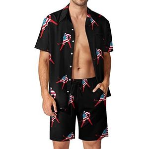 Amerikaanse hockeyspeler Hawaiiaanse bijpassende set 2-delige outfits button-down shirts en shorts voor strandvakantie