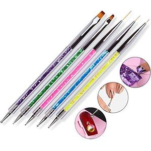 5Pcs Nail Art Pen Nail Art Liner Schilderen Manen Borstel Dual-Ended Schilderen Nail Ontwerp Borstel Pen Inclusief Liner Borstels en Dotting Pen Nail DIY Manicure Tool Accessoires Set