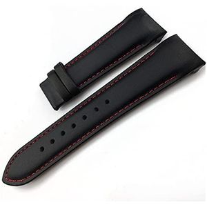 ENICEN Koe Lederen Horlogeband Riem Compatibel Met Tissot T035 Horloge Band Armbanden Vlinder Gesp Vervanging 22mm 23mm 24mm (Color : Black red no clasp, Size : 22mm)