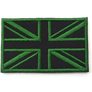British Union Jack geborduurd Applique Engeland vlag UK Groot-Brittannië Naai op Patch Union Jack Britse vlag Badge voor uniforme kleding jas Shirt (groen)