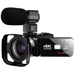 Vlogcamera, 4K videocamera camcorder 48 MP Vlimgingcamera met 3,0 inch Lcd Touchscreen 18x digitale zoomnok WIFI Nachtzicht video digitale camera(32GB SD Card)